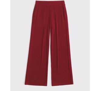 Abercrombie Red Brushed Rib Wide Leg Lounge Extra Soft Sweatpant Size Small